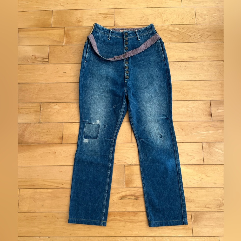 Kapital Jeans with Linen Back Yoke and patches